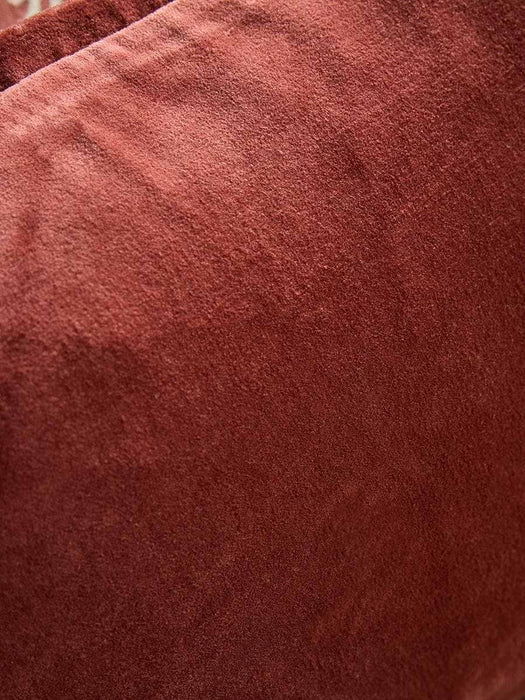 Velvet & Cotton Linen Rectangular Cushion Cover - Deep Red