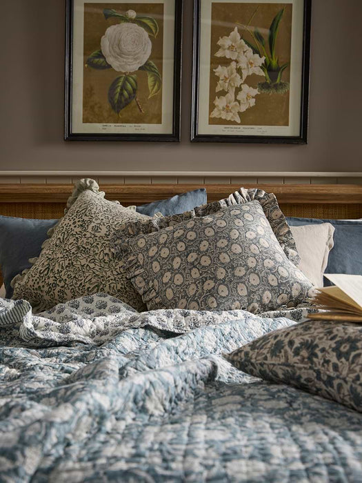 Stone Blue Block Print Bedspread