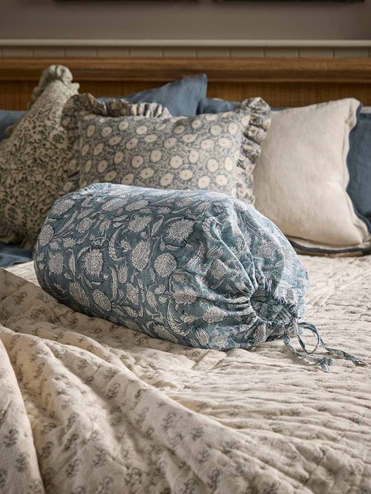 Stone Blue Block Print Bedspread