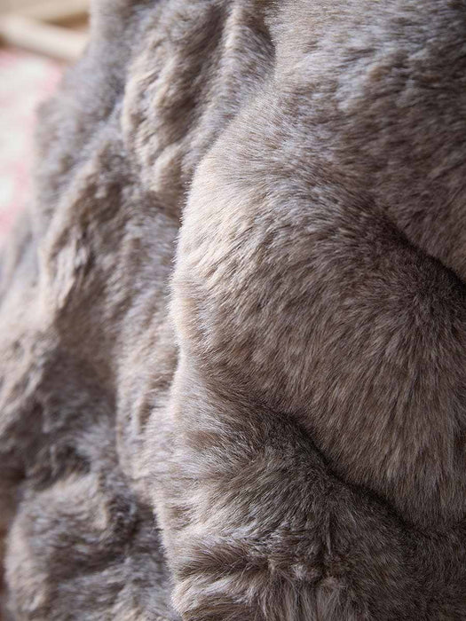 Bobble Faux Fur Throw - Slate Grey
