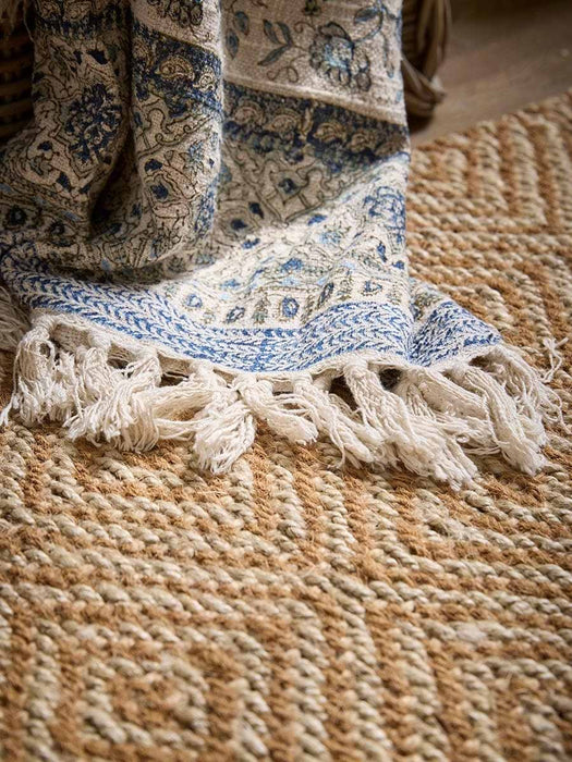 Kaia Blue Block Printed Throw
