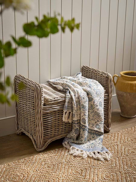 Kaia Blue Block Printed Throw