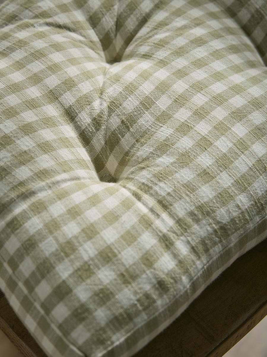 Gingham Seat Pad - Sage Green