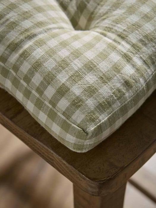 Gingham Seat Pad - Sage Green