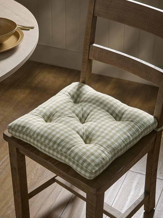 Gingham Seat Pad - Sage Green