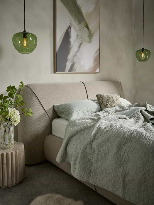 Cotton Quilted Throw - Green Stripe