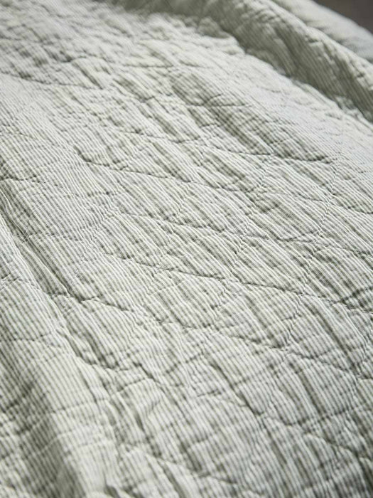 Cotton Quilted Throw - Green Stripe