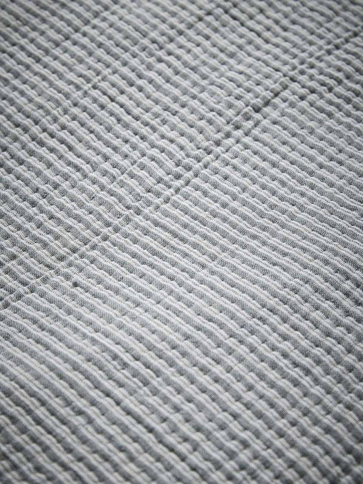 Frayed Cotton Bedspread - Soft Blue Stripe