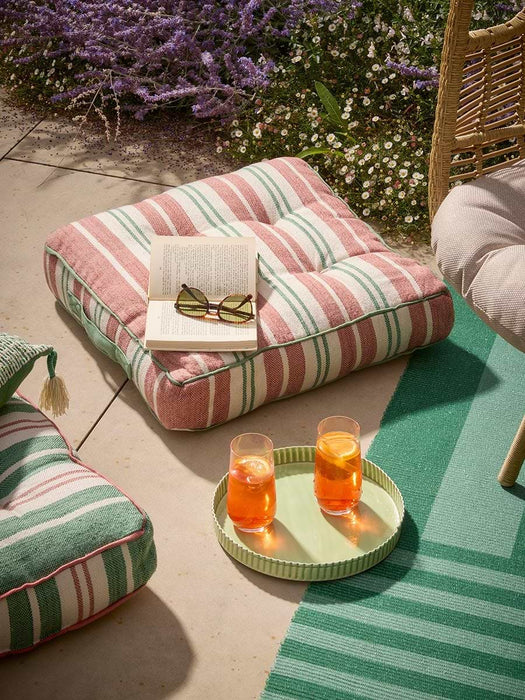 Helio Stripe Outdoor Floor Cushion - Green