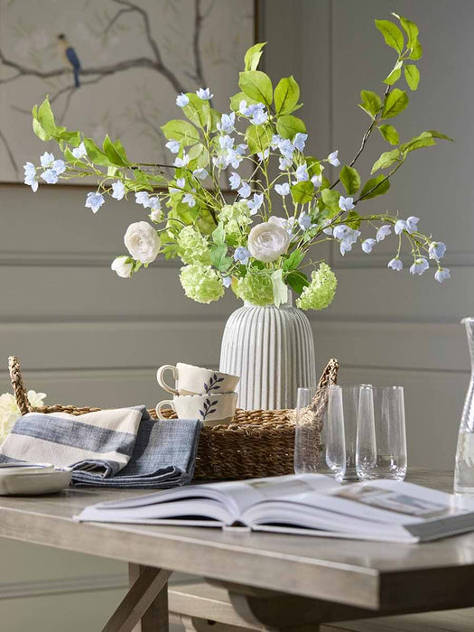 Three Faux Ranunculus Stems - White