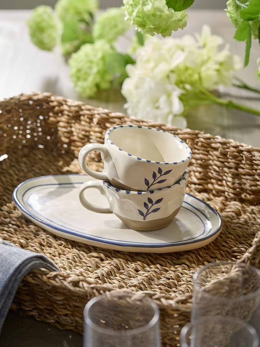 Oval Serving Plate - Blue Stripe
