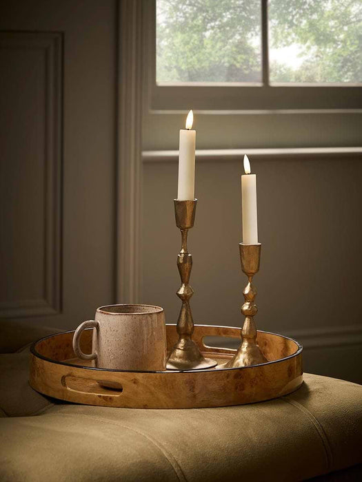 Two Burl Wood Circular Trays