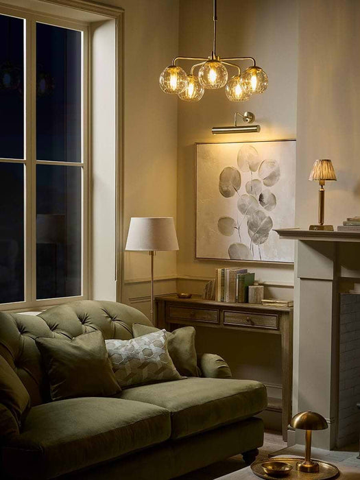 Dimpled Glass Five Arm Chandelier