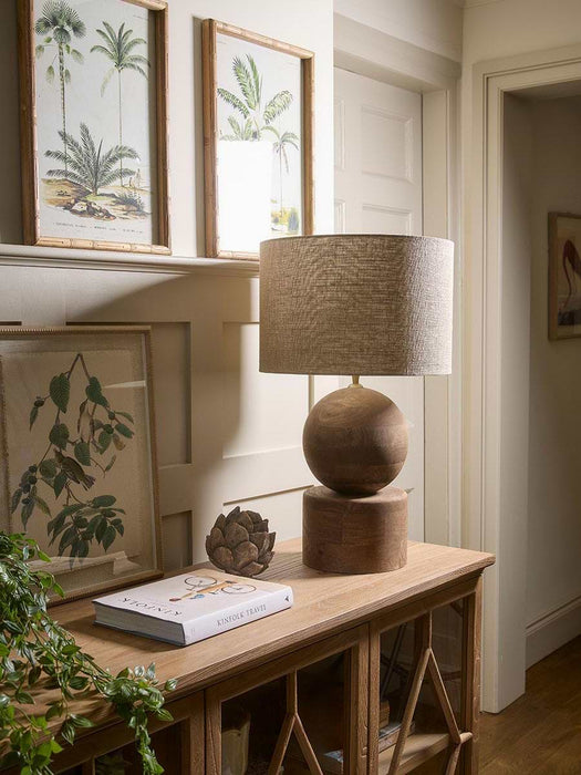 Round Wooden Table Lamp