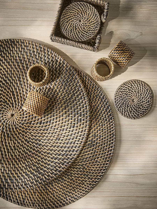 Four Rattan Napkin Rings -Black