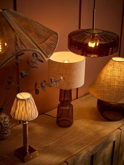 Amber Glass Table Lamp
