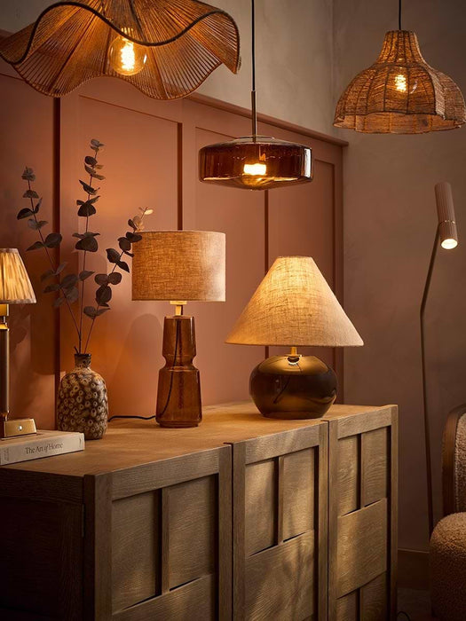 Amber Glass Table Lamp