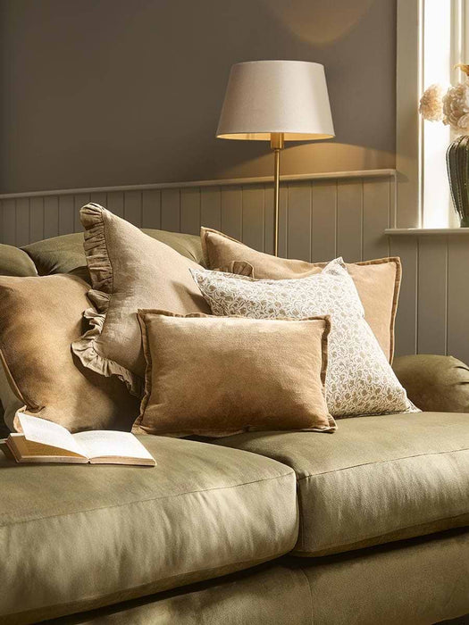 Velvet & Cotton Linen Large Square Cushion Cover - Nutmeg