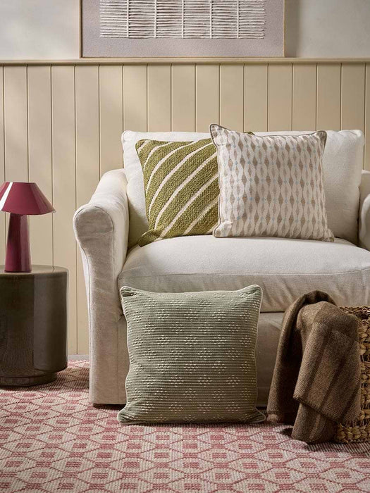 Textured Wide Stripe Cushion - Olive