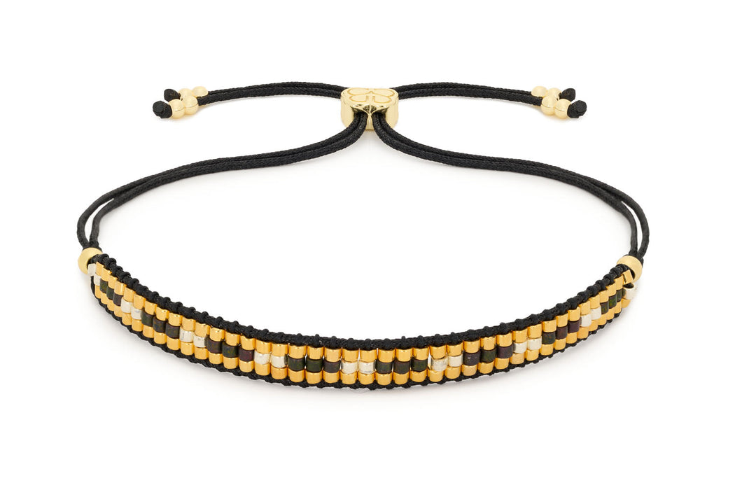 Tahiti Black Spinel Gold Bracelet Stack