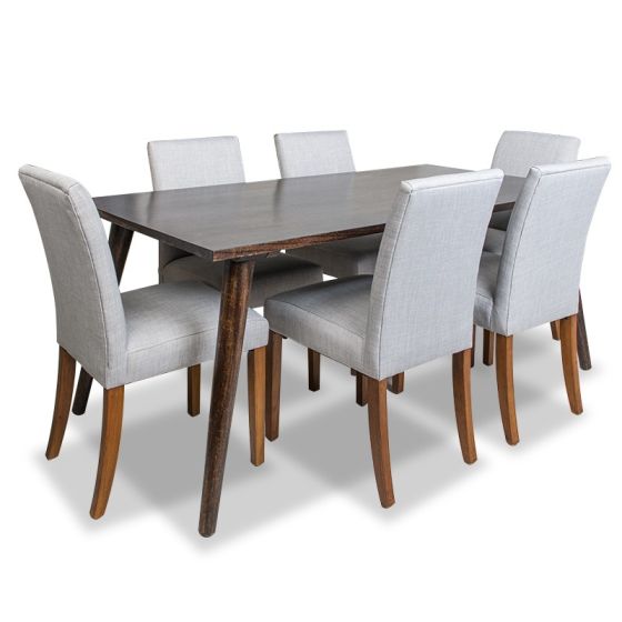 Acre & Artisan Vintage Mango Dining Table Large 6 Milan Fabric Chairs (180cm)