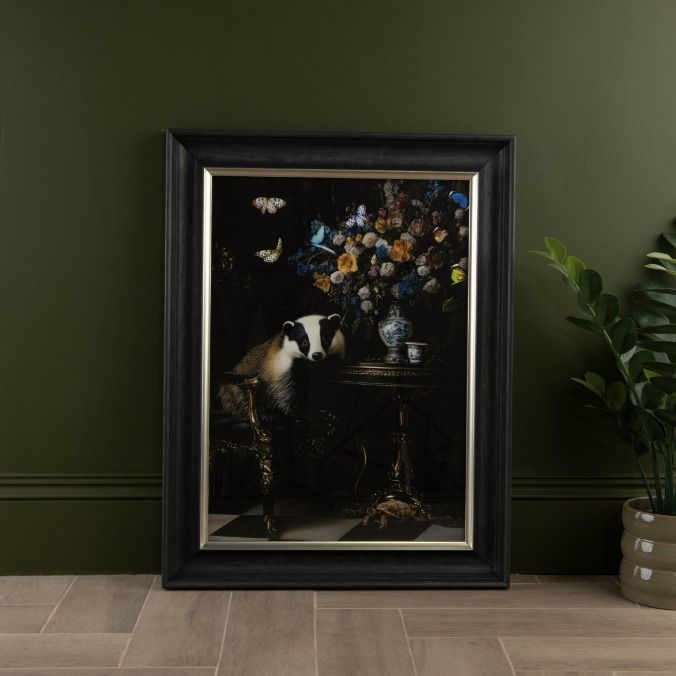 Curiosity Badger Framed Art - In Stock