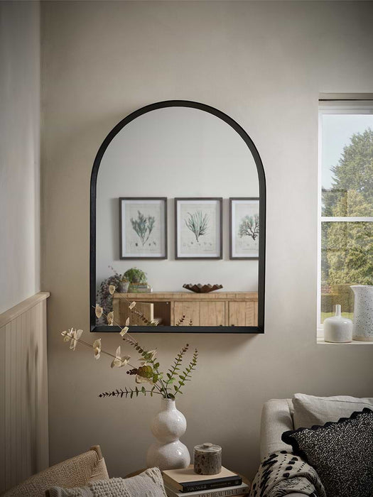Arched Black Oak Mirror