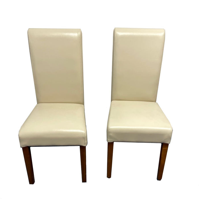 Set of 2 Ex Display Cream Leather Rollback Chairs T151