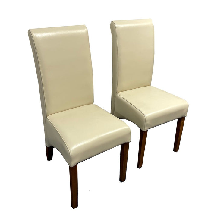 Set of 2 Ex Display Cream Leather Rollback Chairs T151
