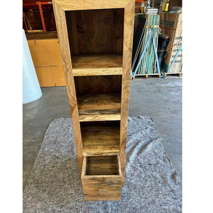 Ex Display Light Dakota Mango Wood Slim Drawer 40cm Bookcase - One Available