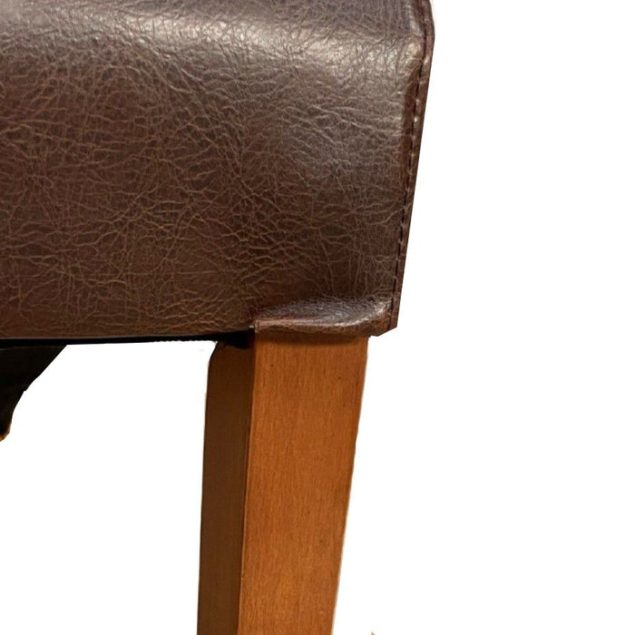 Ex-Display Antique Brown Leather Rollback Dining Chair T75