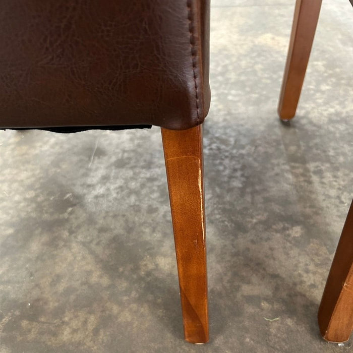 Ex Dispaly Antique Brown Leather Madrid Dining Chairs Dark Leg - Set of Two