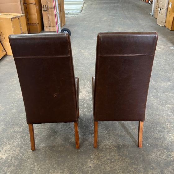Acre & Artisan Antique Brown Leather Madrid Dining Chair 1