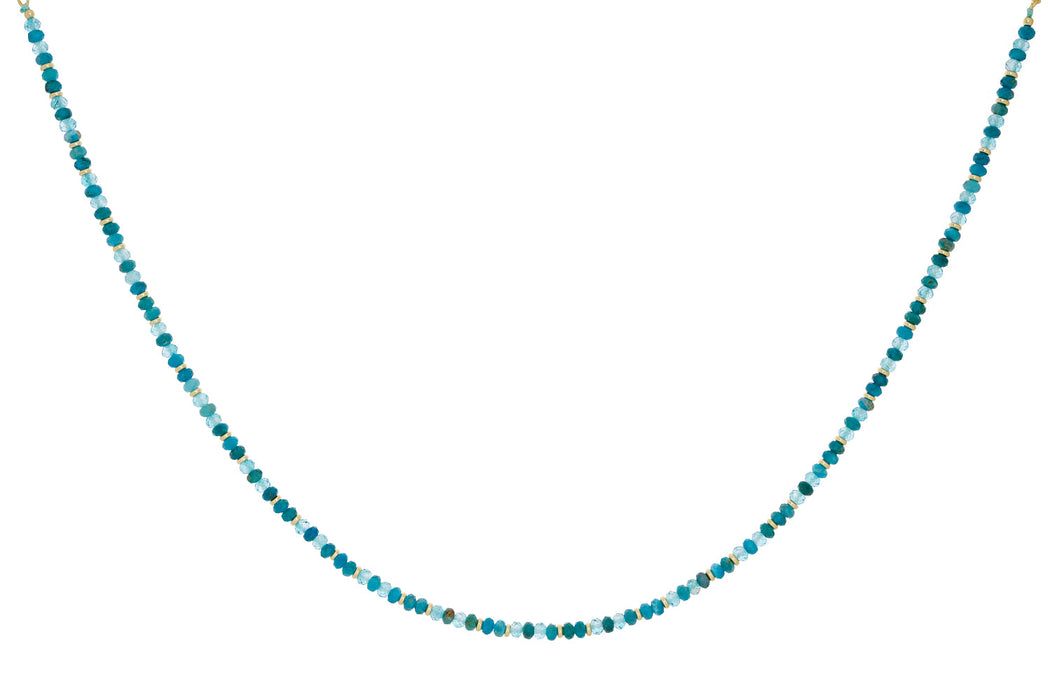 Tansy Apatite and Blue Topaz Gold Necklace