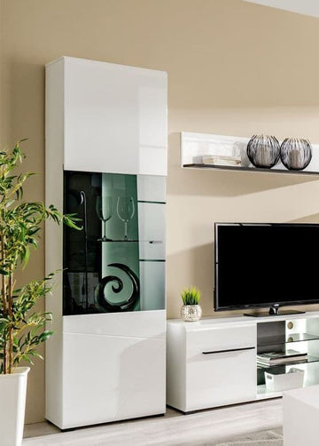 Amos Mann White Tall Display Cabinet