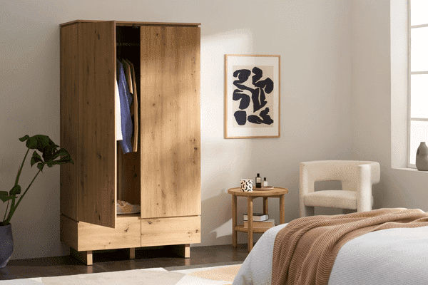 Artisan Oak Effect 2-Door 2-Drawer Double Wardrobe P8AEER72