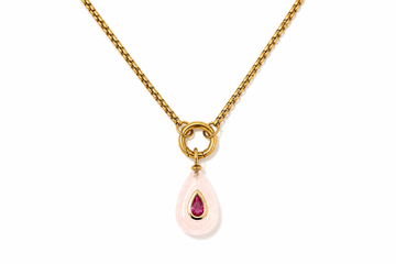 Thalia Fleurette Rose Quartz Gold Teardrop Pendant Necklace