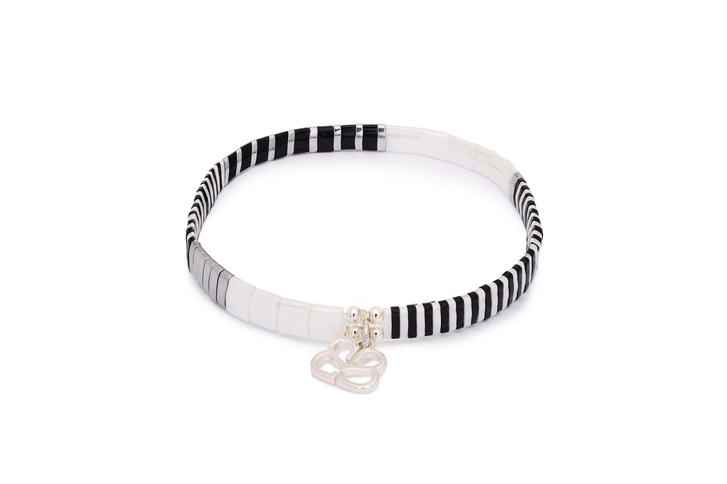 Think Silver, Black & White Tila Bracelet