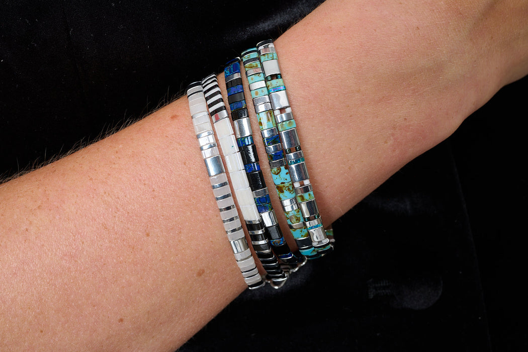 Think Silver, Black & White Tila Bracelet