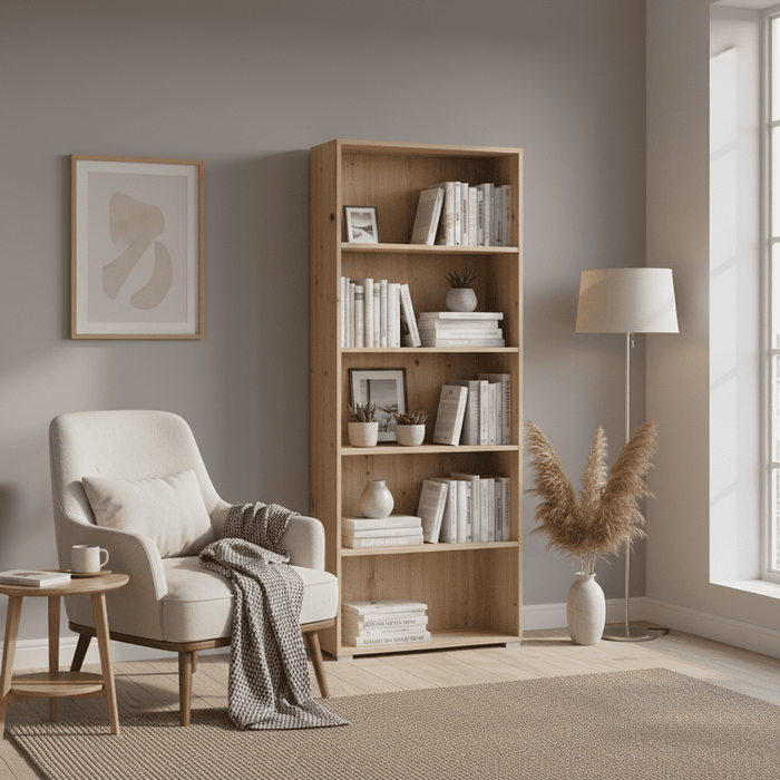 Artisan Oak Effect Slim 176.5cm Tall Bookcase