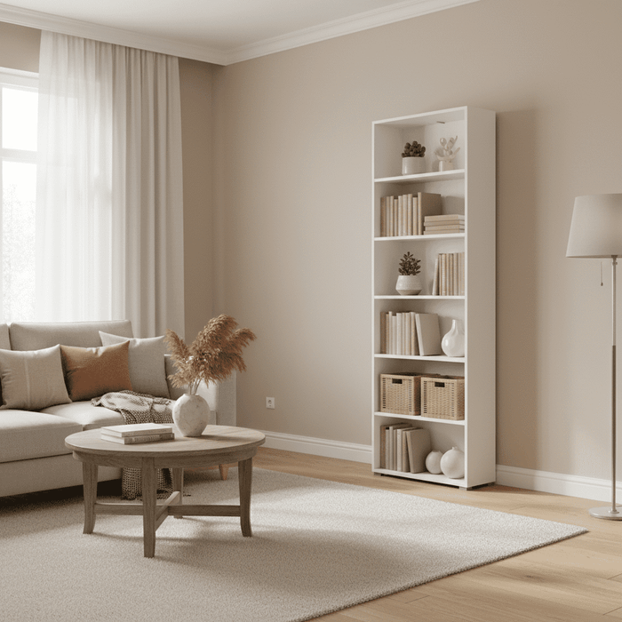 White Slim 211.5cm Tall Bookcase