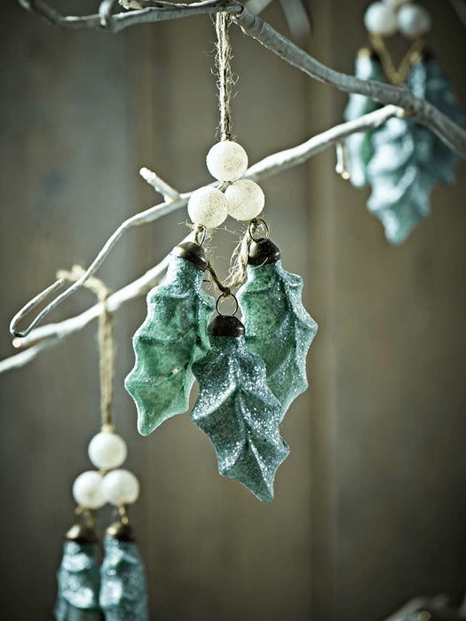 Three Glass Holly Bunches