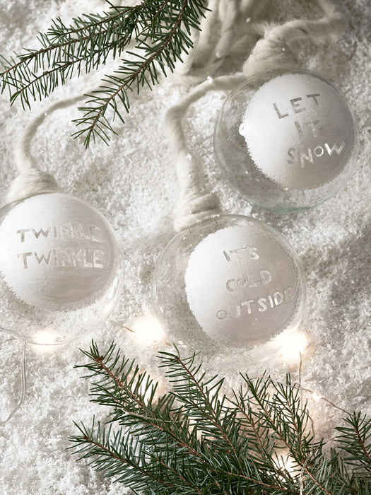 Three Snowy Phrase Baubles