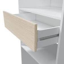 Oak and White Open Door Wardrobe With Shelves & Rail