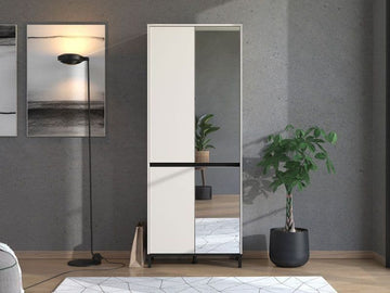 Amos Mann Cashmere Taupe Half Mirrored 40 Pair Tall Shoe Cabinet Cupboard