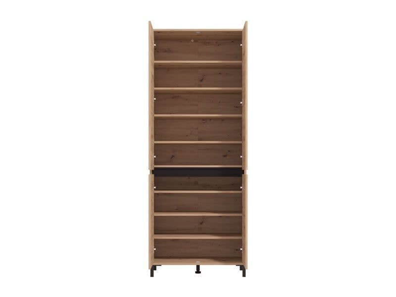 Toshiro Oak Effect 40 Pair Tall Shoe Cabinet Cupboard