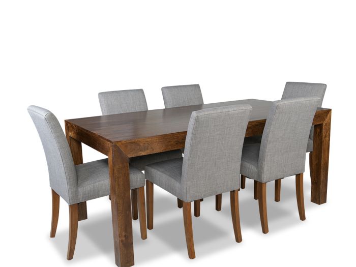Acre & Artisan The Solid Wood 180Cm Dining Table 6 Milan Fabric Chairs