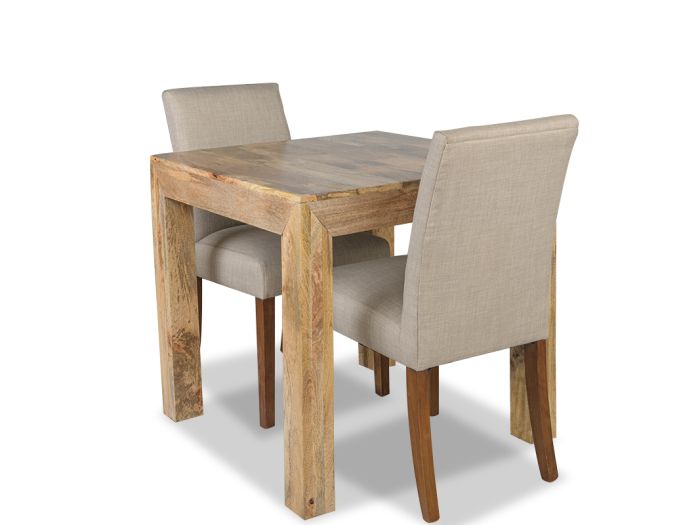 Acre & Artisan Light Solid Wood 80Cm Dining Table 2 Milan Fabric Chair