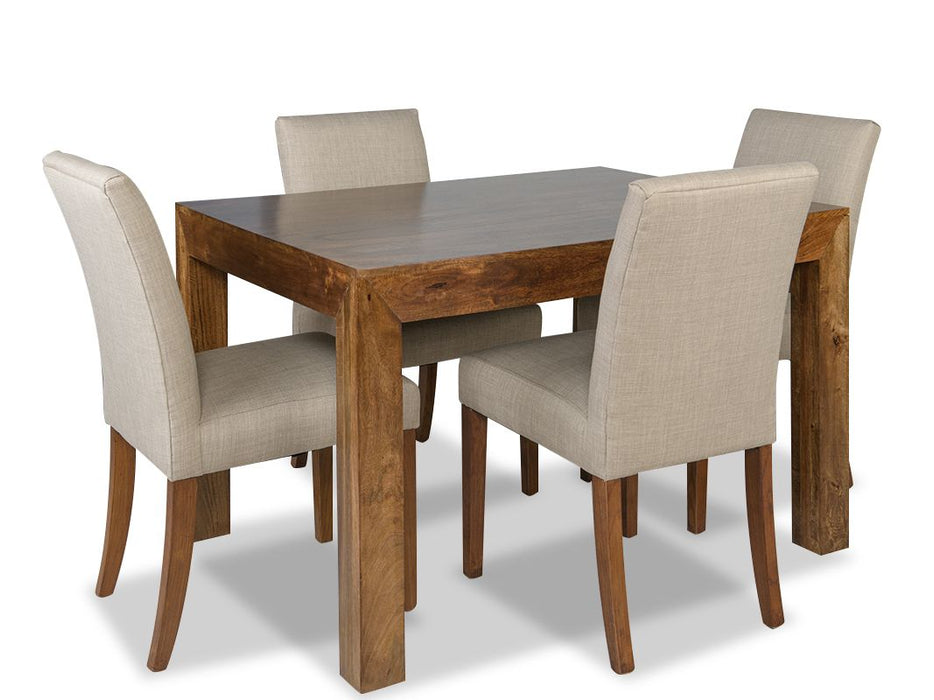 Dakota 120cm Dining Table & 4 Milan Fabric Chairs 3 Colours - In Stock