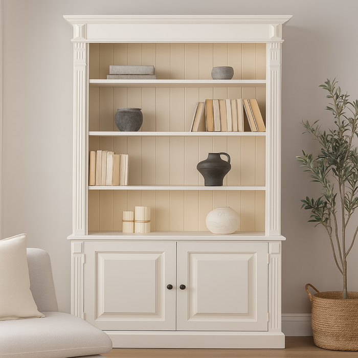 Traditional Narrow Cream Bookcase